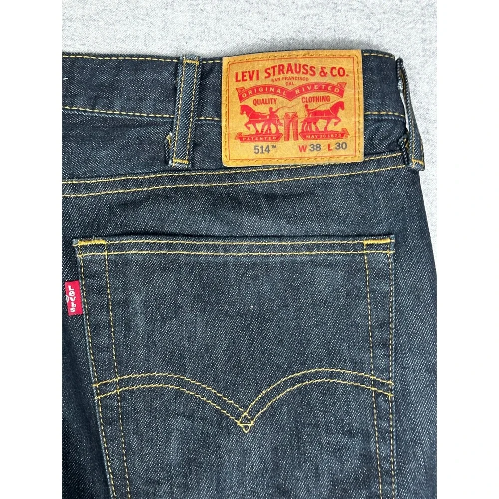 Levis 514 Jeans Mens 38x30 Dark Wash Blue Straight Leg Denim Indigo